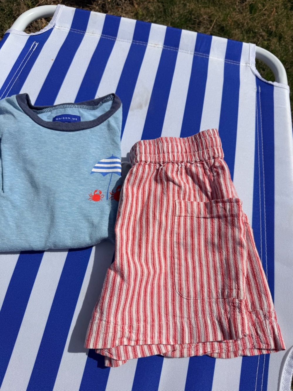 Beach Day Ready! Maison Me Tee & Mini Boden Red Stripe Shorts Set - Picture 4 of 9